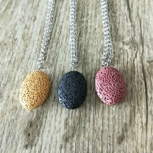 10 Colorful Oval Lava Stone Essential Oil Diffuser Necklace Aromatherapy Jewelry Rock Stone Necklace 2024 - buy cheap