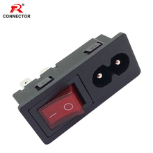 50pcs Power Rocker Switch & Socket Connector, Switch with 3 Pin or 4 Pin, Panel Mount Power Adapters