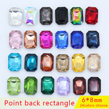 50p 6x8mm rectangle color pointed foiled back glass strass chatons crystal rhinestones Nail Art decoration jewelry making beads 2024 - buy cheap