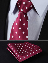TD704U8S Burgundy White Polka Dot 3.4" Silk Wedding Gravata Classic Jacquard Men Tie Necktie Pocket Square Handkerchief Set Suit 2024 - buy cheap