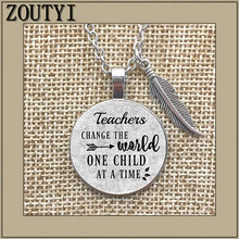 2018/New teacher's gift, day care provider, teacher charm alloy glass pendant necklace, give the best teacher gift. 2024 - buy cheap