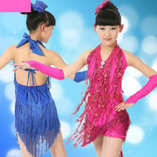 New Design 2 Color Child Girls Tassel Dress Ballroom Latin Salsa Dancewear Dance Costume 2024 - buy cheap