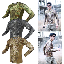 Спортивная камуфляжная тактическая футболка с длинным рукавом, быстросохнущие походные рубашки в охотничьем стиле, мужские военные футболки 2024 - купить недорого