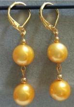 Pendiente de perla de Oro natural, gancho amarillo encantador, 10-11 MM 2024 - compra barato