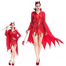 New Sexy Red Female Hell Devil Cosplay Woman Halloween Demon Costume fiend Role play Carnival Easter Christmas Masquerade dress 2024 - buy cheap