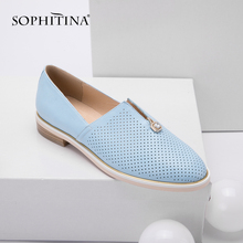 Sophitina sapatos de couro genuíno, calçados femininos casuais da moda feitos à mão de cristal p68 2024 - compre barato