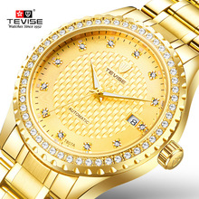 Tevise Brand Men's Mechanical Watch Fashion Luxury Stainless Steel Gold Watch Automatic Men's Diamond Clock Relogio Masculino 2024 - buy cheap