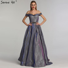Дубай дизайн длинное вечернее длинное платье 2020 синий фиолетовый кристалл без рукавов А-силуэта вечерние платья настоящая фотография LA6575 2024 - купить недорого