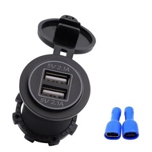 Cargador de coche portátil con doble puerto USB, adaptador de salida con luz, para motocicletas de 12V-24V, 4.2A 2024 - compra barato