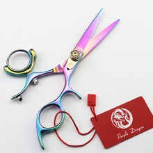 604# 5.5'' Brand Purple Dragon TOP GRADE Hairdressing Scissors JP 440C 360 Degree Rotation Barbers Cutting Shears Hair Scissors 2024 - buy cheap