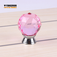 30mm 1pack/10 Pcs Pink Ball Shape Crystal Glass Drawer Cabinet Knob Pull Handle Kitchen Door Wardrobe Hardware  YZ-2001-Pink 2024 - buy cheap