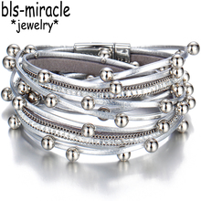 Bls-miracle 3 Color Fashion Multiple Layers Charm Bracelet For Women Vintage Leather Bracelets & Bangle Femme Party Jewelry Whol 2024 - buy cheap