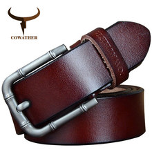 COWATHER 2021 belts for men new arrival men belt cow genuine leather male strap high quality alloy pin buckle male straps XF025 2024 - buy cheap