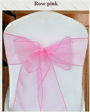 100pcs rose pink  Wedding Sashes Chair Bow Banquet Chair Sash for Weddings 2024 - buy cheap