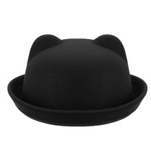 Fashion Children fashion hat Wool Girls Fedora Hat Devil Horns Cat ear animal Bowler Derby Cute Cap For girls Good Package 20 2024 - buy cheap