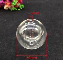 100pcs 30mm wholesale double hole ball glass globe bubble glass vial bottle orb cover pendant necklace garden accessories gift 2024 - buy cheap