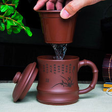 Revestimento de copo yixing zisha, conjunto de copos de chá artesanal com filtro de argila roxo kung fu 2024 - compre barato