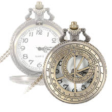 Unisex Pocket Watch Retro Steampunk Round Quartz Pocket Watch Roman Number Hollowed Case Clock Gifts with Chain LL@17 2024 - buy cheap