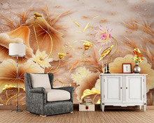 papel de parede Lotus flower carving 3D wallpaper,living room sofa TV wall bedroom kitchen restaurant wall papers home decor 2024 - buy cheap