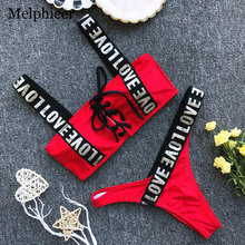 Red Letter Bikinis 2019 Beach Wear Sexy Sport Swimwear Thong Brazilian Bikini Set Mini Micro Biquini Beadeau Push Up Swimsuit 2024 - buy cheap