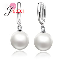 Refinement Round Shape Pearl Drop Earrings 925 Sterling Silver Romantic Sweet Pretty Gifts Iconic Women Top Quality 2024 - buy cheap