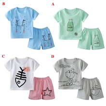 T-shirt + Shorts 2 pcs Terno Bebê Menina Meninos Roupas de Verão Conjuntos de Roupas Menino Meninas Do Bebê de Algodão Sem Mangas Colete Infantil 2024 - compre barato
