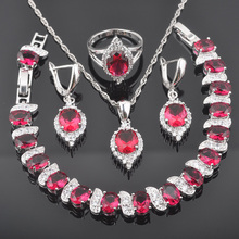Conjunto de joyería para mujer, juego de pulsera, collar, colgante, pendientes, anillo QS0517 2024 - compra barato