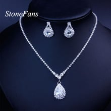 Stonefans Bride Water Drop Cubic Zirconia Jewelry Set for Women Wedding Necklace and Earrings Bridal Accessories Crystal Jewelry 2024 - buy cheap