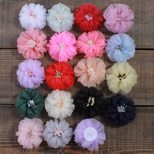 120PCS 5.5CM Fashion Tulle Silk Hair Flower With Match Stick Center End Do Old Wrinkles Fabric Flowers For Hairpins Accessories 2024 - buy cheap