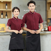 Uniforme de camarero de restaurante occidental, ropa de trabajo transpirable de manga corta, Unisex, servicio de comida de Hotel, Catering, panadería, Tops de trabajo de cocina 2024 - compra barato