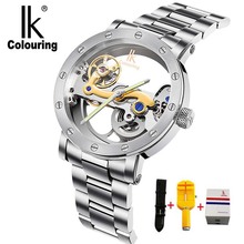 IK colouring Hollow Skeleton Mechanical Watches  Men Luxury Brand 5ATM Waterproof Stainless Steel Wristwatch Relogio Masculino 2024 - buy cheap