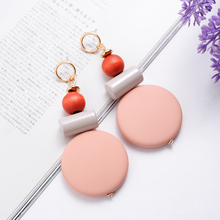 LUBOV-pendientes de estilo coreano para mujer, Piercing redondo geométrico con forma de cilindro de cuenta de madera, regalo para niña 2024 - compra barato