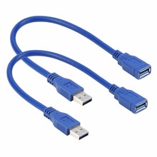 2 шт./лот короткий Удлинительный Кабель USB 3,0 Type A «штырь-гнездо», синий, 50 см 2024 - купить недорого
