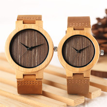 Top Brand Wooden Bamboo Couple Watch Analog Quartz Women Men Creative Watches for Lovers 100% Nature Bamboo Case Clock Best Gift 2024 - buy cheap