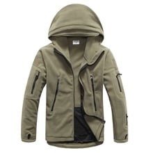 New Mens Army Shark Soft Shell Jacket Military Fleece Inner Warm Hooded Coat Male Multi-pocket Zipper Solid Color Outwear Top 2024 - buy cheap