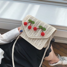 NEW Women Clutch Bag Bohemian Cherry Female Summer Beach Straw Bags Lady Travel Shoulder Bag Handmade Knit Crossbody Bolsa 2024 - buy cheap