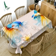 Toalha de mesa retangular e redonda, tecido lavável de paisagem chinesa 3d de algodão com engrossado e flor 2024 - compre barato