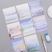 Cute Landscape Memo Pad Planner Travel Sticky Notes Paper School Supply Block Sticker Notepad Stationery Kawaii Office Accessory 2024 - buy cheap