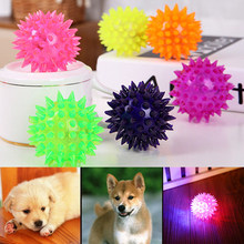 Pets Dog Puppy LED Light Up Elastic Rubber Spike Ball Fun Toy Random Color 2024 - buy cheap