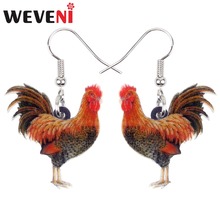 WEVENI-pendientes de pollos de gallo para mujer y niña, colgante de acrílico, joyería de Animal de granja, nueva moda 2024 - compra barato