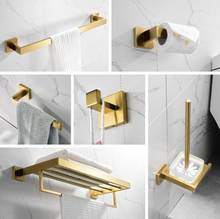 Gold Bathroom Accessories Set 304 Stainless Steel Toilet Paper Holder Toilet Brush Holder Wall Mounted Brushed Bathroom Hardware 2024 - buy cheap