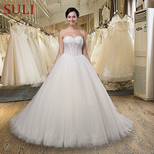 SL-017 Vestido de noiva manga longa Pure White Bridal Gown Wedding Dresses 2024 - buy cheap