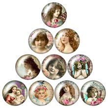 Beauty Vintage Angle Baby Virgin Mary 10pcs 12mm/16mm/18mm/25mm Round photo glass cabochon demo flat back Making findings ZB0976 2024 - buy cheap