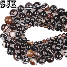 Natural Stone Beads Coffee Stripe Brown Agates Round Beads 4/6/8/10/12/14mm Diy Bracelet Necklace For Jewelry Making Wholesale 2024 - buy cheap