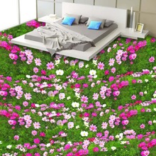 Papel de parede 3d personalizado para chão, flores, sala de estar, quarto, banheiro, mural, roupa antiderrapante, à prova d'água, adesivo 3d para chão 2024 - compre barato