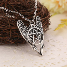 Wholesale Movie Supernature Necklace Pentagram Pendant Wing Pendant Vintage Alloy Necklace 24pcs/lot 2024 - buy cheap