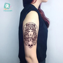 Rocooart Skull Women Tatoo Wolf Totem Tatuagem Beauty Taty Body Art Temporary Tattoo Sticker Black Sketch Tatuajes Temporales 2024 - buy cheap