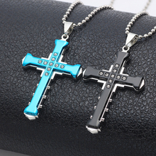 Fashion Men's Stainless Steel Cross Pendant Necklace Gold Black Men and Women Hip Hop Metal Necklace Punk Style Jewelry 2024 - buy cheap