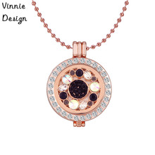 Vinnie Design 35mm Pendant Necklace with Crystal Fantasy Coin Disc Plus 80cm Long Ball Chain Fashion Women Necklaces & Pendants 2024 - buy cheap