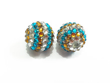 Wholesale 20mm 100pcs/lot  Brown/White/Blue Stripe Resin Rhinestone Ball Beads 2024 - buy cheap